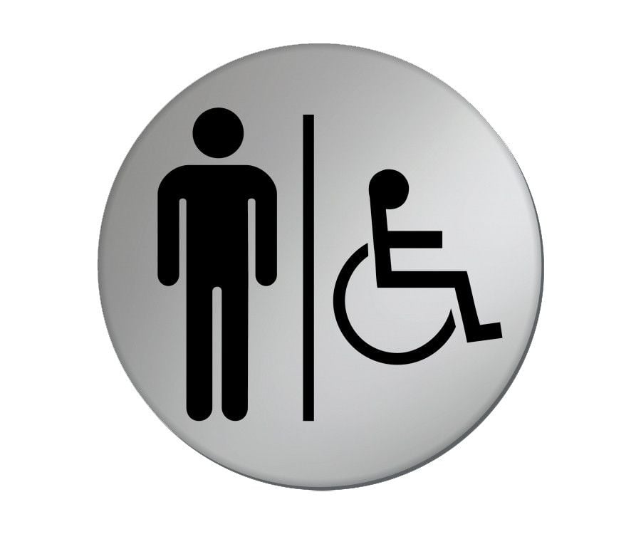 Disabled Toilets Door Sign - 75mm - Silver