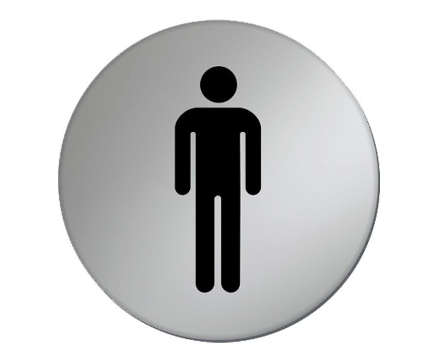 Gents Toilet Door Sign - 75mm - Silver
