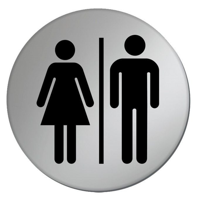 Ladies / Gents Toilet Door Sign - 75mm - Silver