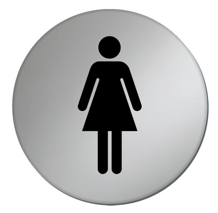 Ladies Toilet Door Sign - 75mm - Silver