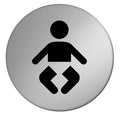 Baby Change Door Sign - 75mm - Silver