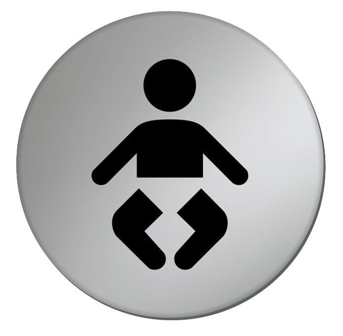 Baby Change Door Sign - 75mm - Silver