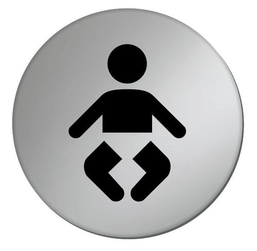 Baby Change Door Sign - 75mm - Silver
