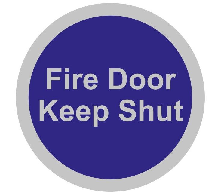 Fire Door Keep Shut Door Sign - 75mm - Silver