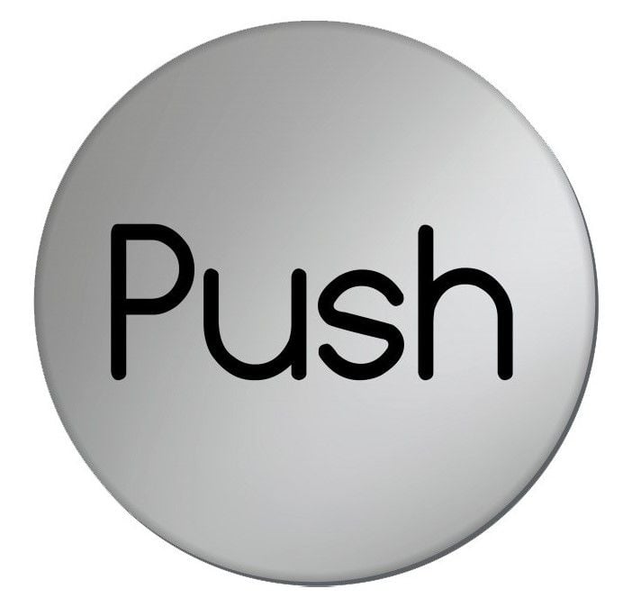 Push Door Sign - 75mm - Silver