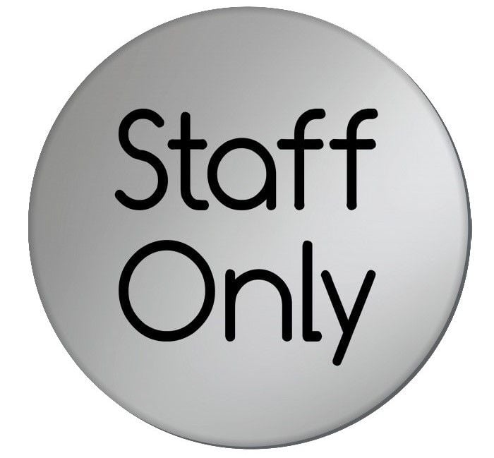 Staff Only Door Sign - 75mm - Silver