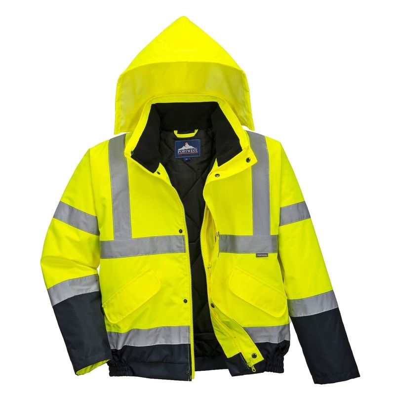 Hi-Vis Contrast Bomber Jacket - 2XL - Navy / Yellow