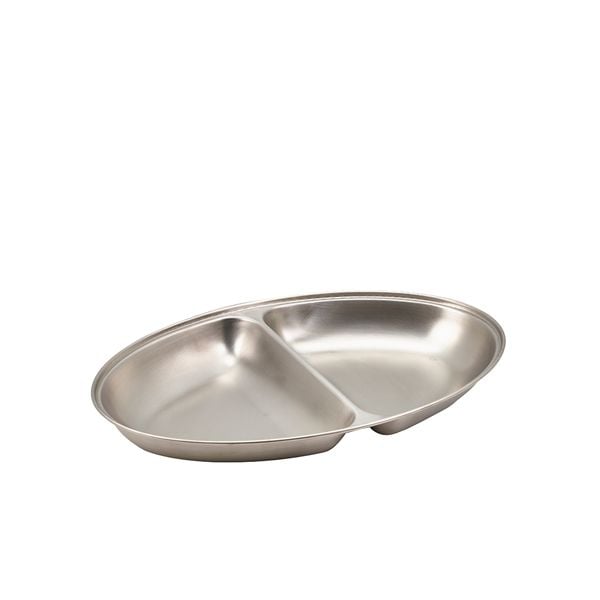 GenWare Stainless Steel 2-Division Oval Vegetable Dish - 25cm