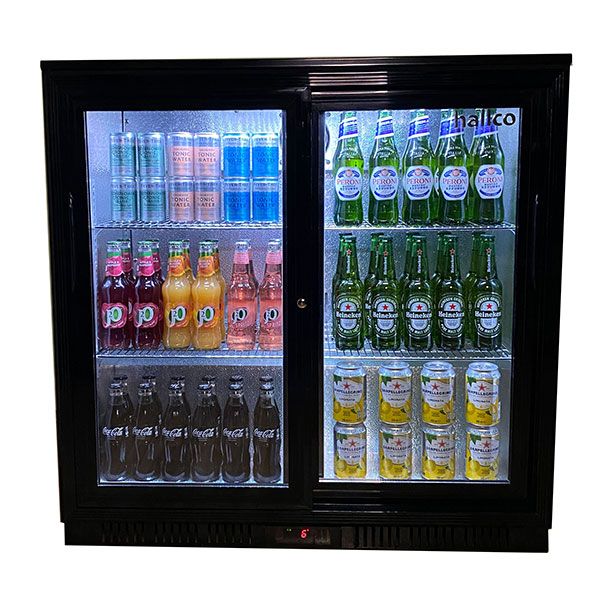 Hallco Undercounter Bottle Cooler - Double Sliding Door