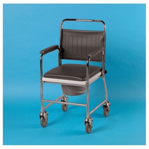 Homecraft Chrome Plated Wheeled Commode - Round Bowl