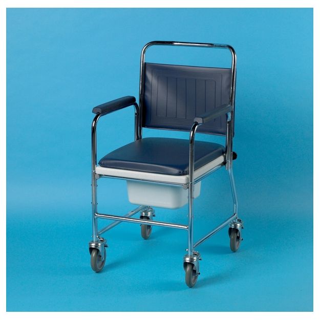 Homecraft Chrome Plated Wheeled Commode - Square Bowl