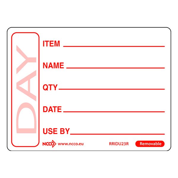 Removable Day / Use By Labels