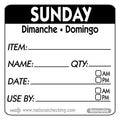 Removable Trilingual Day / Use By Labels - Sunday
