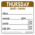 Removable Trilingual Day / Use By Labels - Thursday