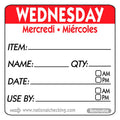 Removable Trilingual Day / Use By Labels - Wednesday
