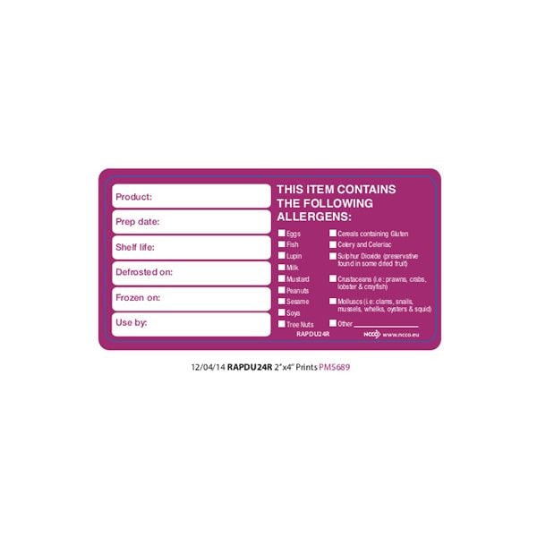 Removable Allergen Alert / Shelf Life Labels