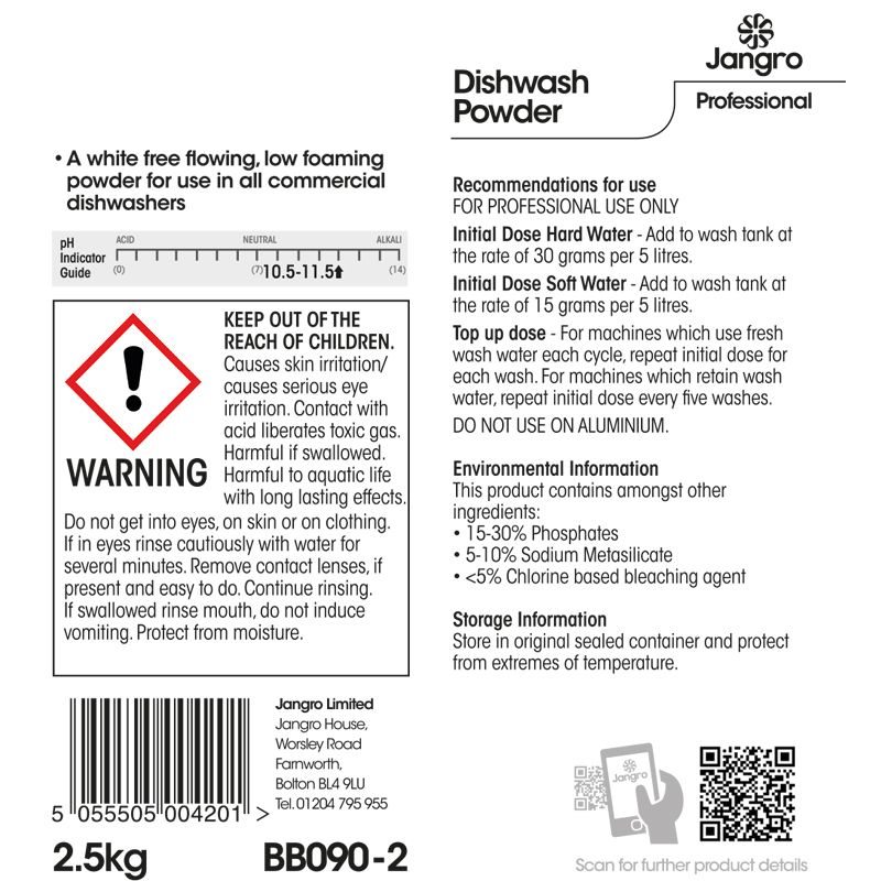 Jangro Professional Dishwasher Powder - 2.5kg