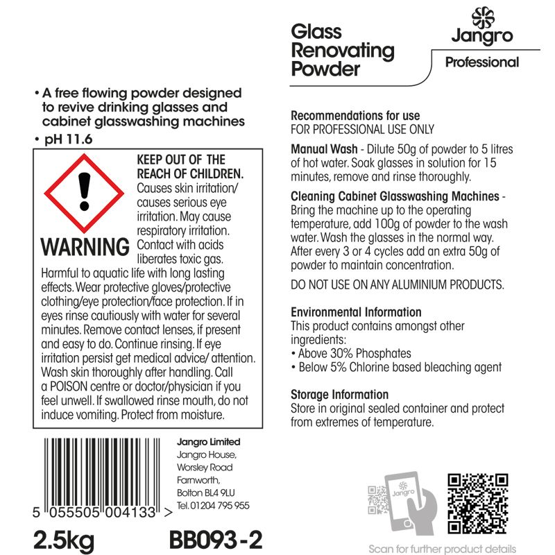 Jangro Professional Glass Renovating Powder - 2.5kg