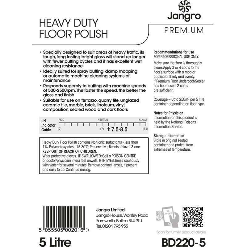 Jangro Premium Heavy Duty Floor Polish - 5L