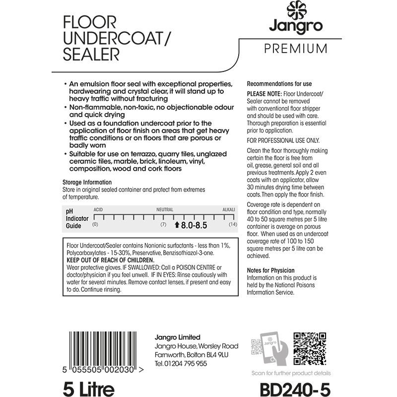 Jangro Premium Floor Undercoat/Sealer - 5L