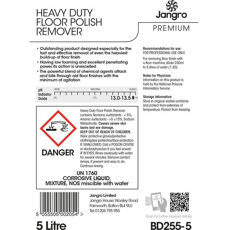 Jangro Premium Heavy Duty Floor Polish Remover - 5L