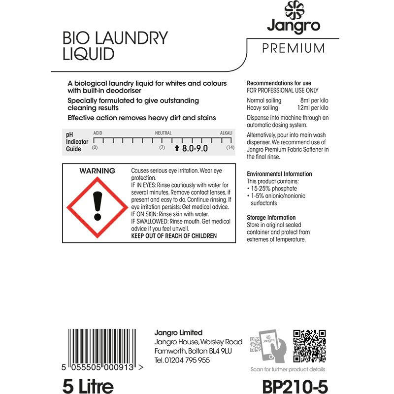 Jangro Premium Bio Laundry Liquid - 5L