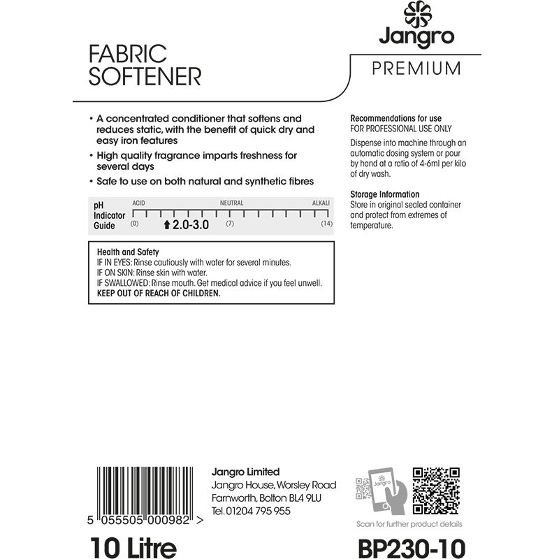 Jangro Premium Fabric Softener - 10L