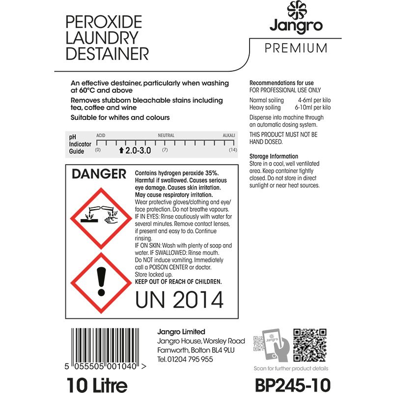 Jangro Premium Peroxide Laundry Destainer - 10L