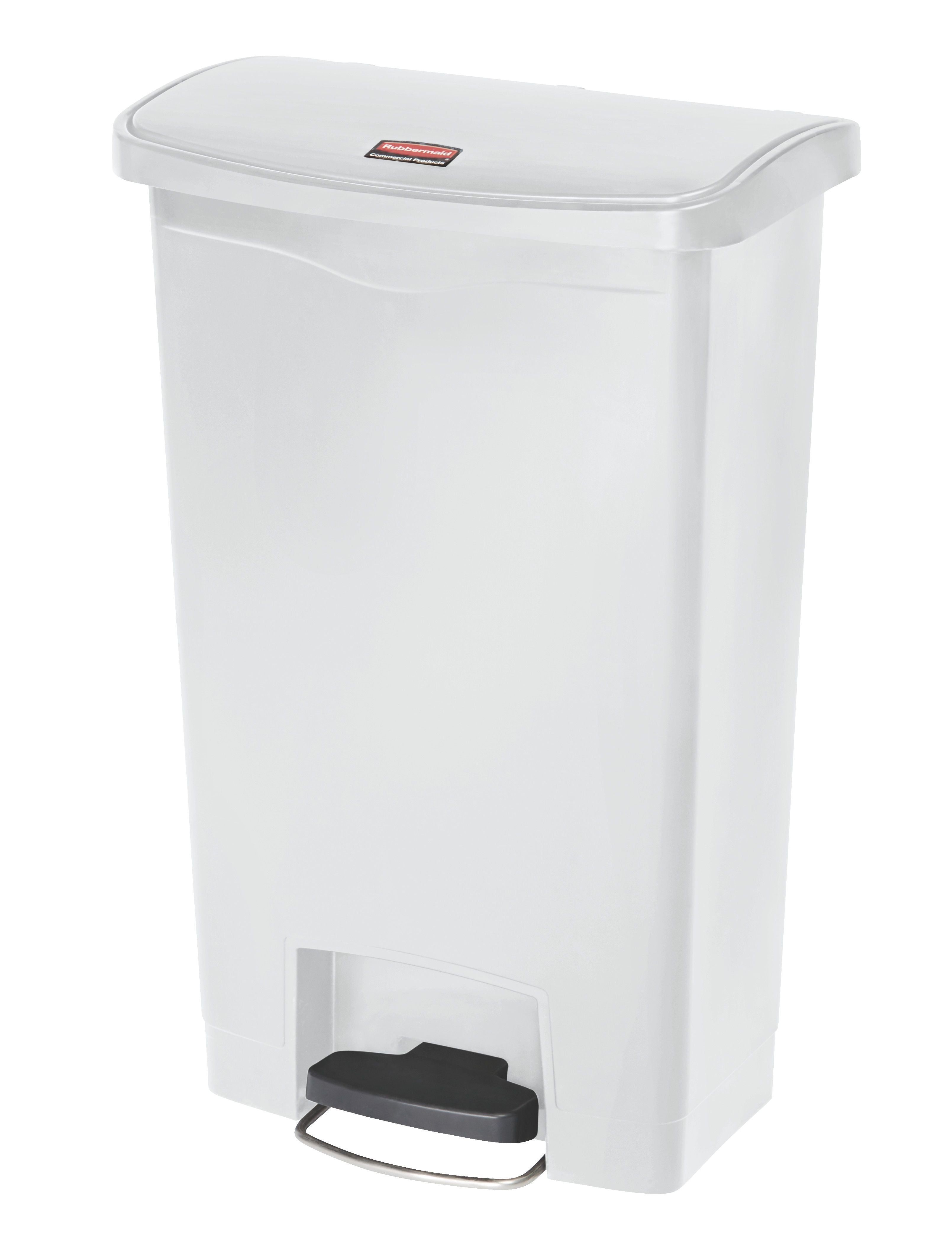 Slim Jim Front Pedal Waste Bin - 50L - White