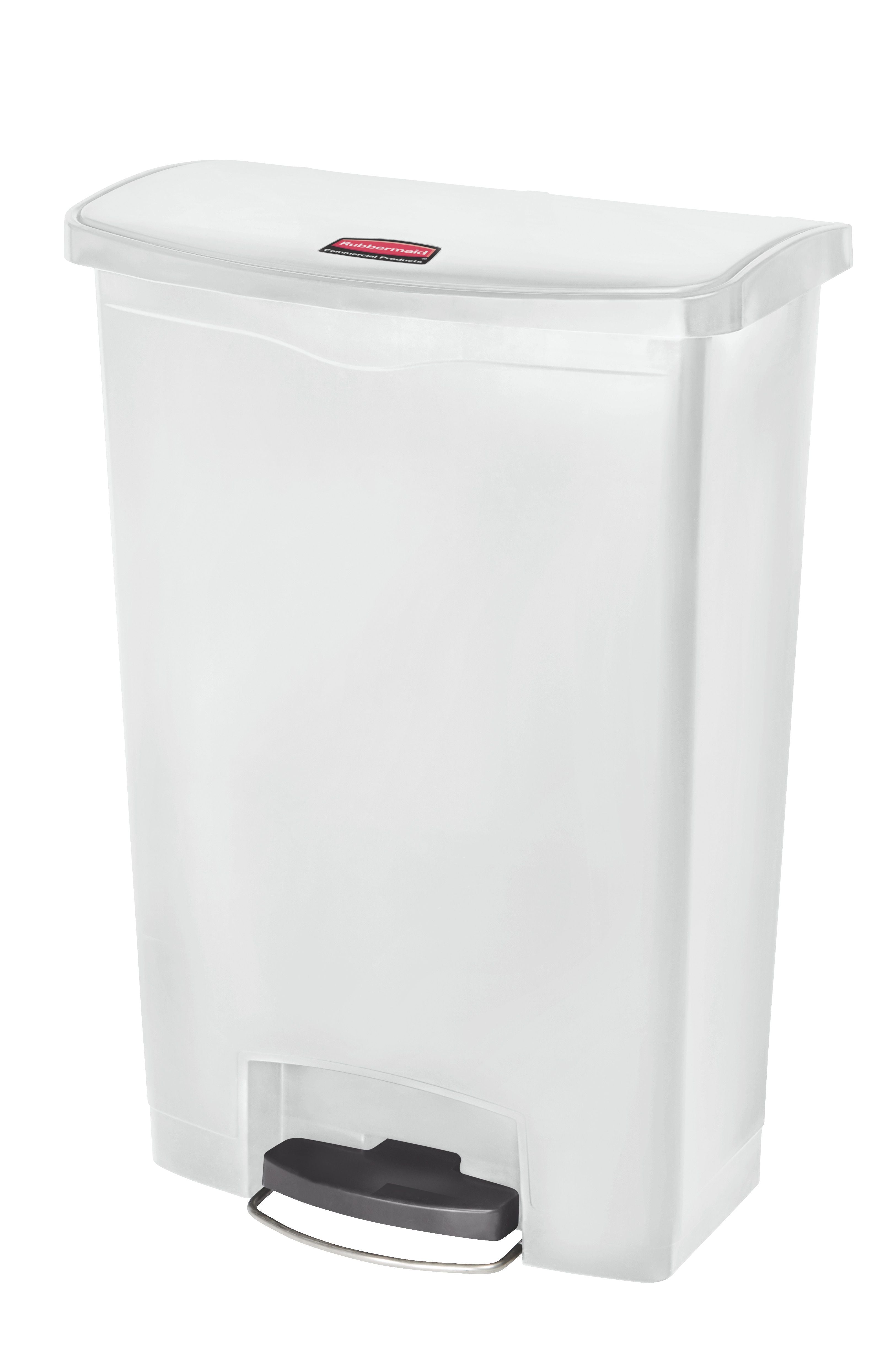 Slim Jim Front Pedal Waste Bin - 90L - White