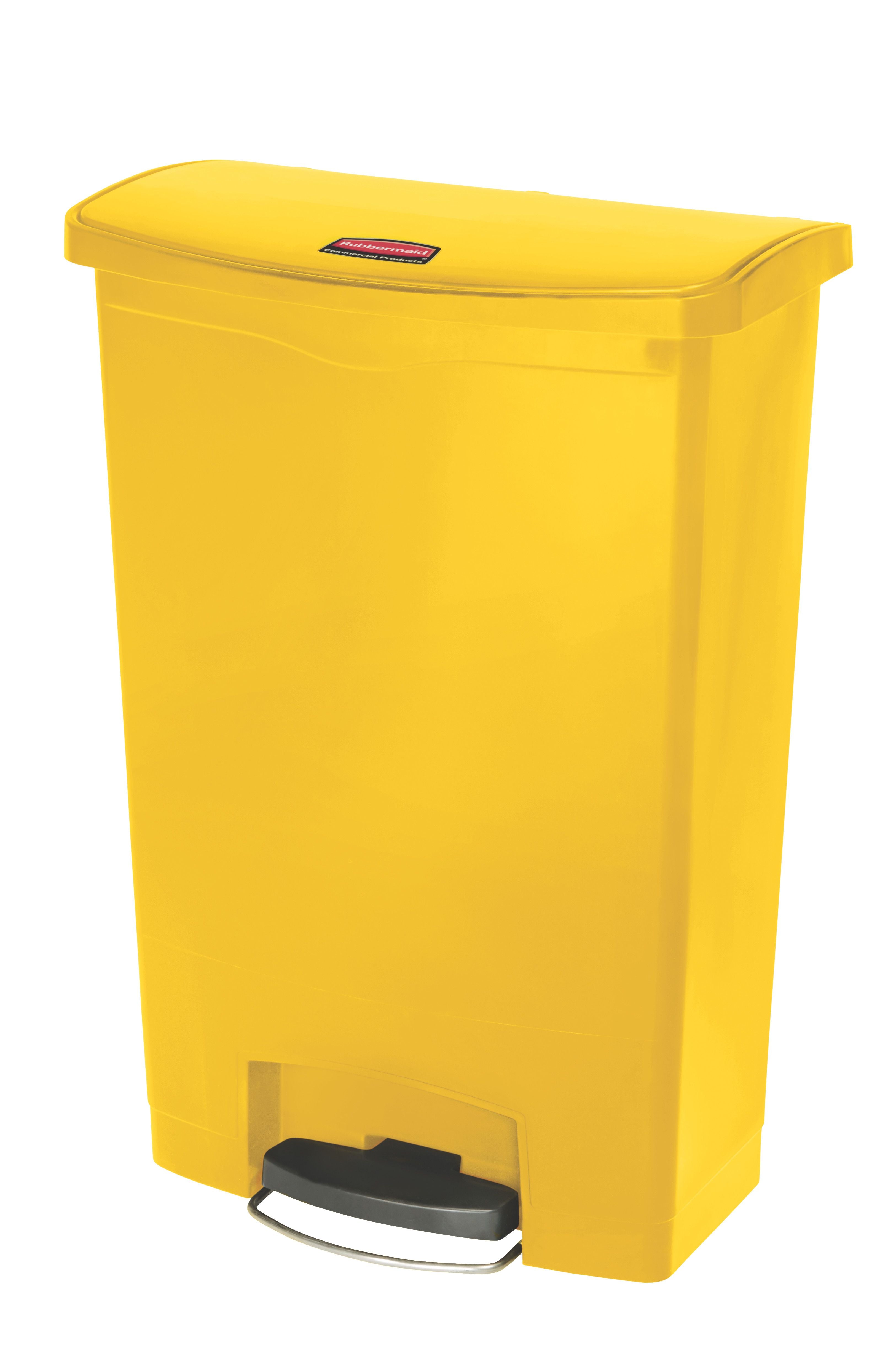 Slim Jim Front Pedal Waste Bin - 90L - Yellow