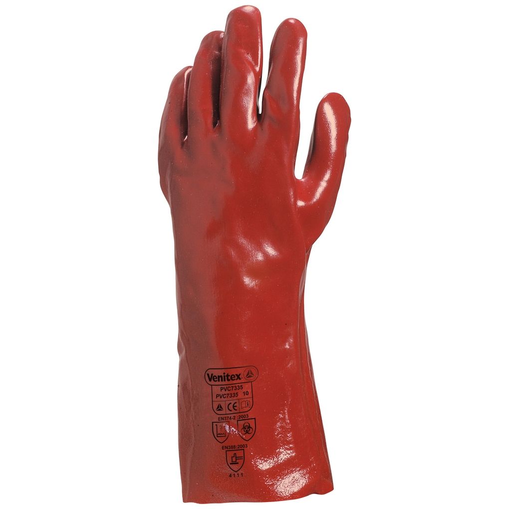 PVC Gauntlet - 35cm - 10.5 / XL - Red