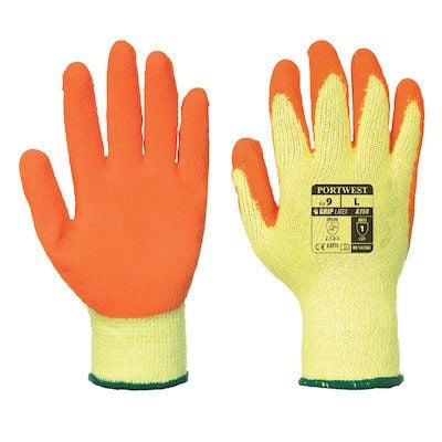 Classic Latex Grip Gloves - 8 / M - Yellow / Orange