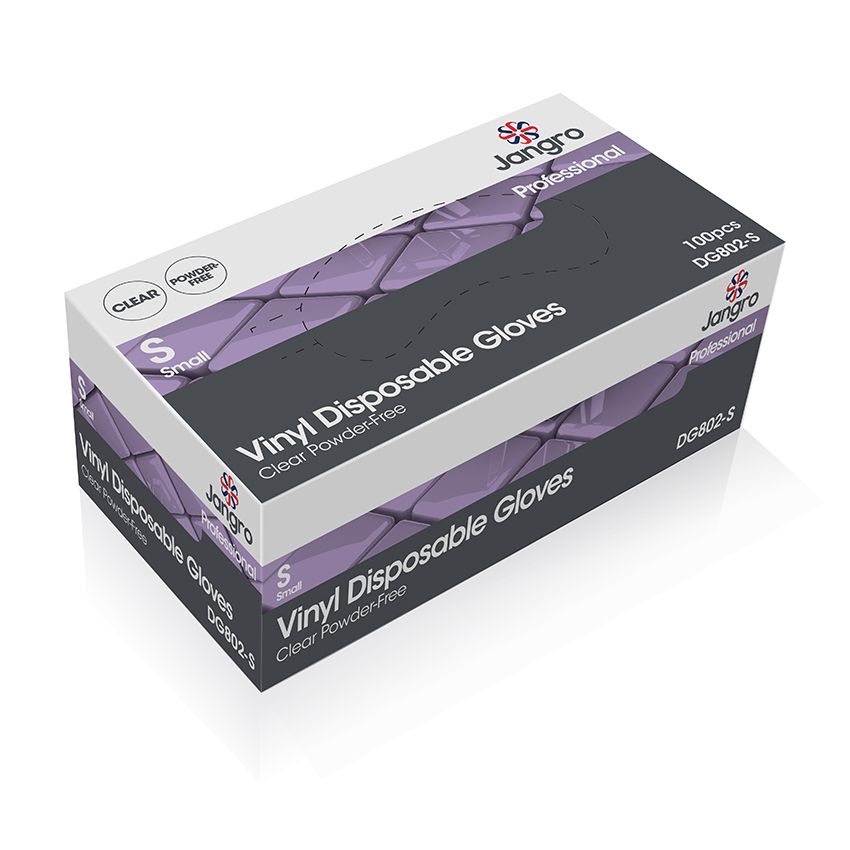Jangro Professional Disposable Powder Free Vinyl Gloves - Small - Clear