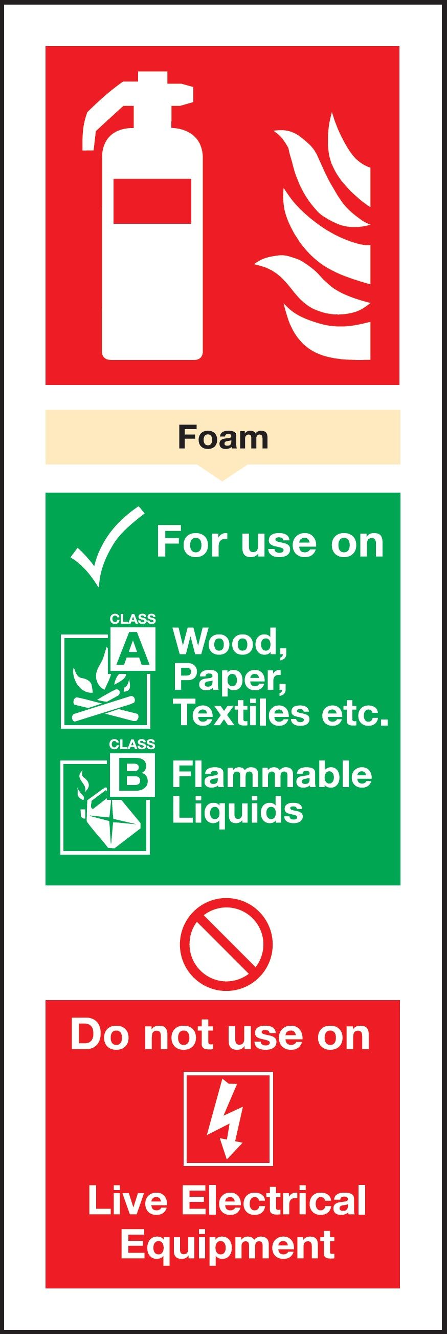Foam Fire Extinguisher Sign - Self Adhesive