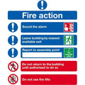 Fire Action Sign - Self Adhesive - 300mm