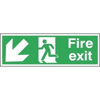 Fire Exit Sign - Self Adhesive - Arrow Down Left