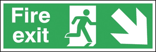 Fire Exit Sign - Rigid - Arrow Down Right