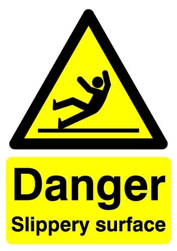 Danger Slippery Surface Sign - Rigid - 297mm