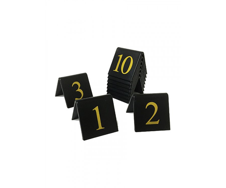 Table Top Table Numbers - 1 to 10 - Black / Gold