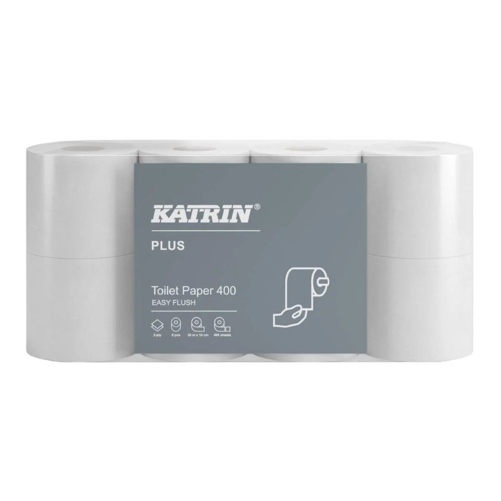 Easy Flush Katrin Plus Toilet Roll  400 (8 pack) 2Ply