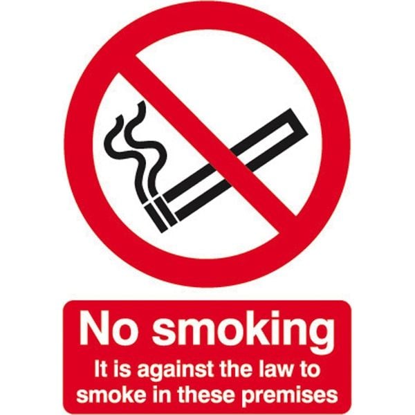 No Smoking Law Sign - Self Adhesive - 210mm